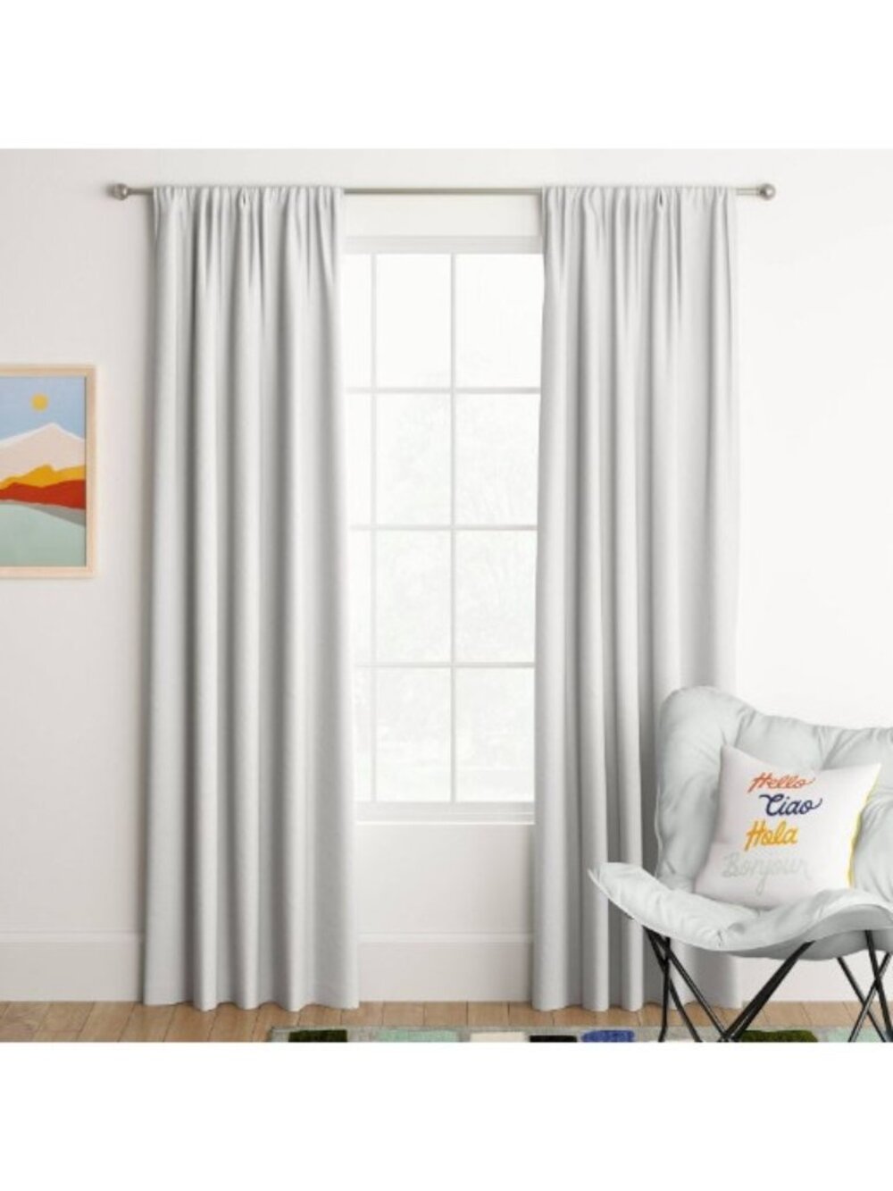 Room Essentials Room Darkening Single Heather White Curtain Panel 42" x 84"